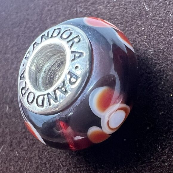 Pandora Sterling Silver Murano Glass Red Flowers for You Bead Charm 790646 925 - Picture 1 of 10